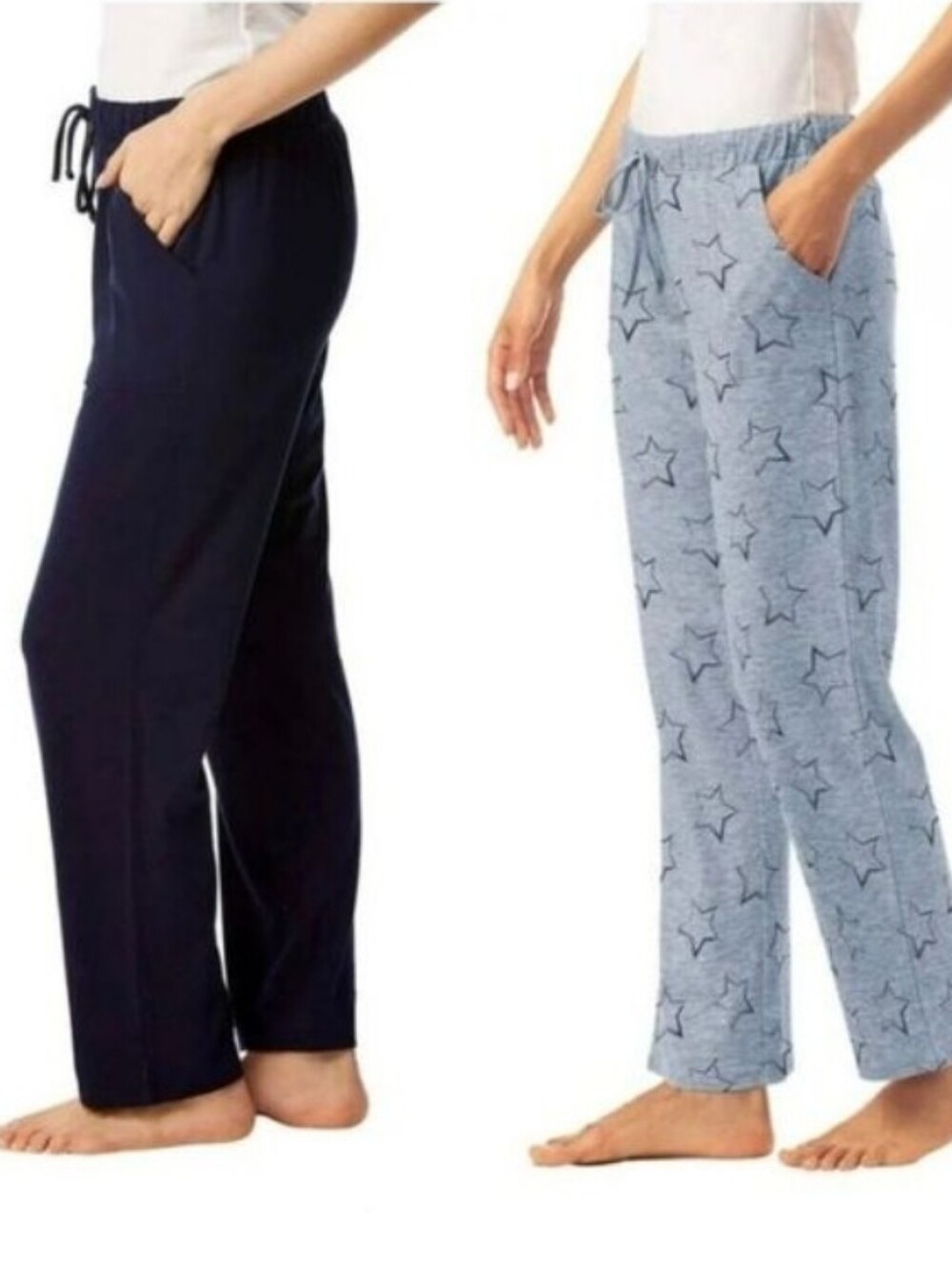 Lucky Brand Women's Pajama Lounge Pants Solid Navy And Star Print 2 Pack